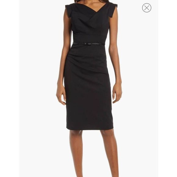Black Halo Dresses & Skirts - Black Halo Jackie O  Belted Gabardine Sheath Dress sz 10